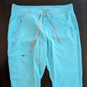 Figs scrub set - Neon blue with grey tie